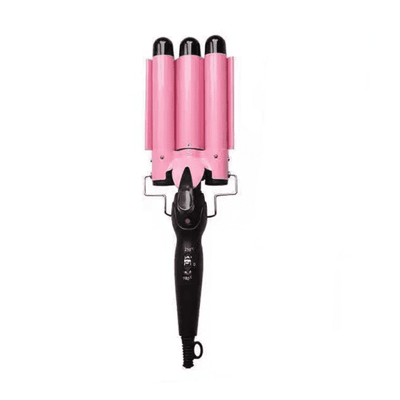 Verdlora Curling Iron Automatic Water Ripple Curls 3 Barrel 22MM Curl Diameter Curling Iron Wand Hair Waving Styling Tools for Women & Girls (Pink)