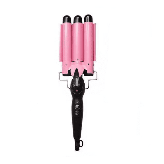 Verdlora Curling Iron Automatic Water Ripple Curls 3 Barrel 25MM Curl Diameter Curling Iron Wand Hair Waving Styling Tools for Women & Girls (Pink)