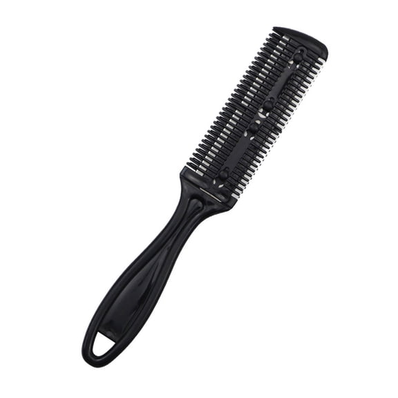 Verdlora Hair Brush Portable Handy Razor Comb Multi-Functional Fashionable Hair Cutting Kit with Double-Sided Blade Designe,Black
