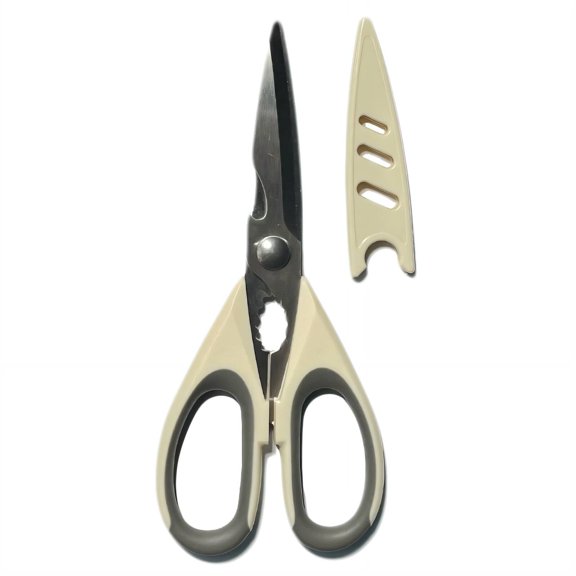 Verdlora Kitchen Scissors Non-Slip Handle Kitchen Shears for Food Multifunctional Blade Rust-Free Poultry Shears 24x9cm,White
