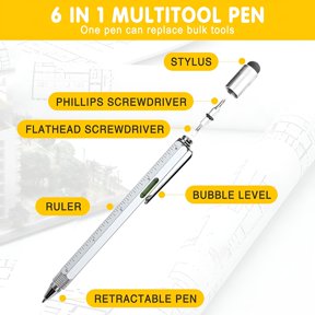 Verdlora Stocking Stuffers Christmas Gifts for Men - Multitool Pen Tools Cool Gadgets for Men - Stylus,Ruler,Level,Screwdriver - Birthday Gifts for Dad Boyfriend Husband Him Friend Handyman - Silver