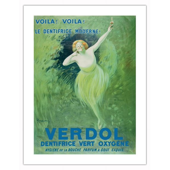 Verdol - The Oxygenated Green Toothpaste (Dentifrice Vert Oxygéné) - Vintage French Advertising Poster by Leonetto Cappiello c.1911 - Bamboo Fine Art 290gsm Paper (Unframed) 17x22in