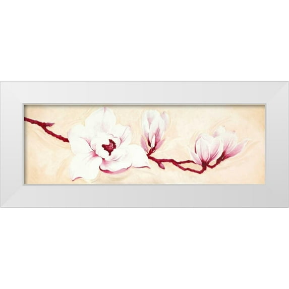 Verdonck, Elisabeth 32x13 White Modern Wood Framed Museum Art Print Titled - Magnolias I
