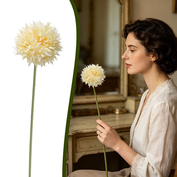 Verdsylv 1 Round Dandelion Cloth Flower - Everlasting Artificial African Daisy for Living Room Tv Cabinet, Shelf, Table Centerpiece Decor, Table Centerpiece Flower