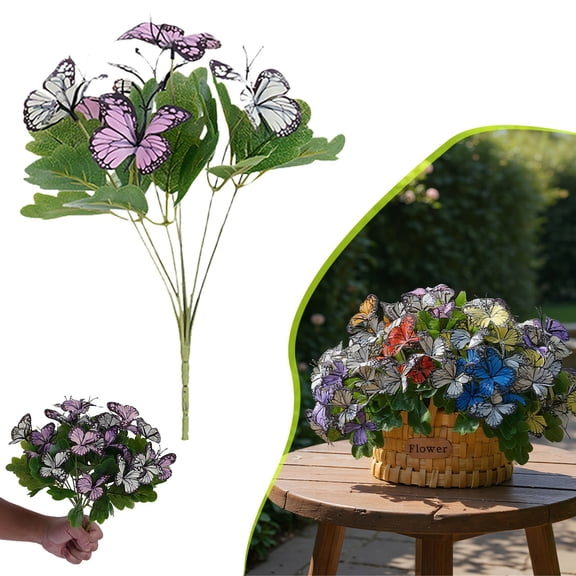 Verdsylv 3D Printed Artificial Butterfly Flower Arrangement, 11.4" Realistic Simulation Flowers for Wedding Aisle Decor, Stage Backdrops, Event Scenery, and Photobooth Props