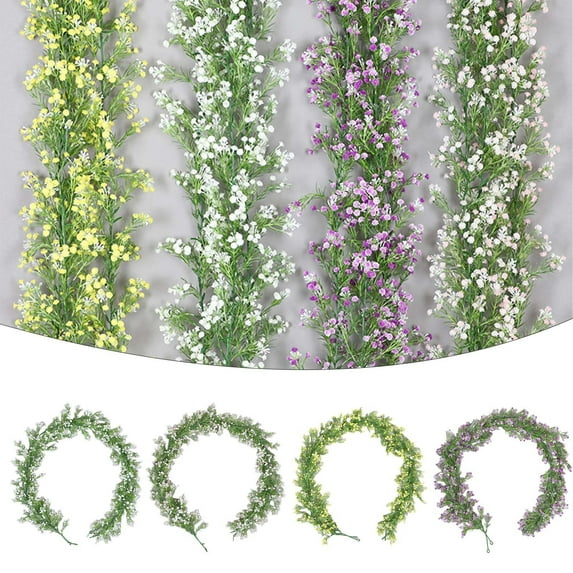 Verdsylv 6-Foot Artificial Baby's Breath Flower Garland, Fade-Proof Vine, for Indoor Doors, Windows, Walls, Arches, Weddings, Parties, and Farmhouse Background Decor, Wedding Backdrop Garland, Pink