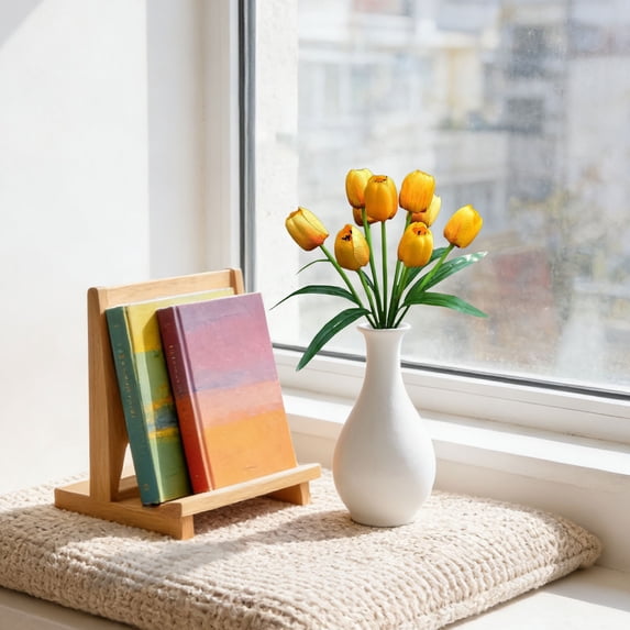 Verdsylv 9-Head Artificial Tulip Bouquet - Realistic Silk Flower Arrangement for Living Room, Fade-Resistant & Low Maintenance, Elegant Spring Garden Decor, Yellow