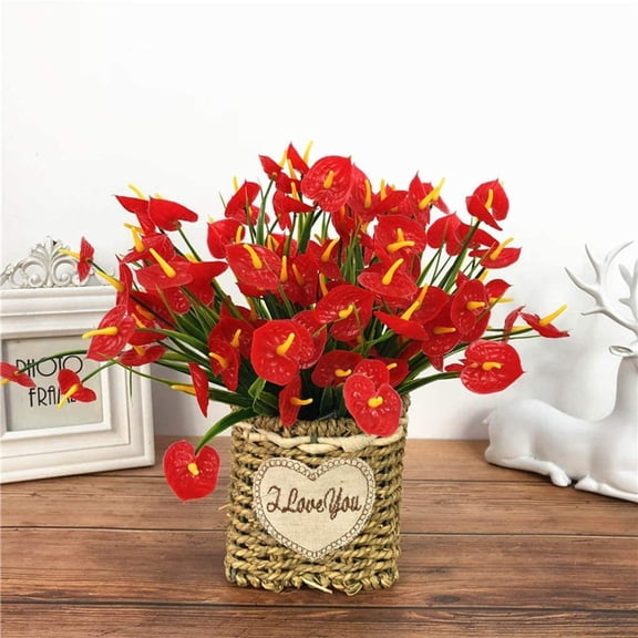 Verdsylv Artificial Anthurium Plant, 1 Bouquet Faux Flamingo Flower for Diy Wedding Centerpieces, Home Decor & Table Arrangements, Realistic, Fade-Resistant & No Watering Needed, Faux Flamingo Flower