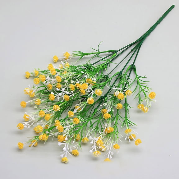 Verdsylv Artificial Baby's Breath Bush, Realistic Faux Flower Plant for Home Garden Porch, Window Box & Wedding Bouquet Arrangements, Faux Flower Plant, Yellow