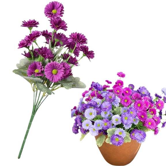 Verdsylv Artificial Bloom Bouquet - Multi Colored Silk Flower - Realistic & Low Maintenance - for Home Dining Table, Outdoor Garden Or Office Desk - Bright, Cheery & Never Dies, Purple