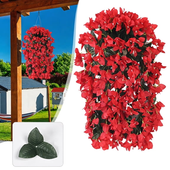 Verdsylv Artificial Bougainvillea Trailing Vine - Long Realistic Leaves for Outdoor Decoration, Front Door Porch Planter, Patio & Balcony Wall Hanging, Balcony Wall Hanging