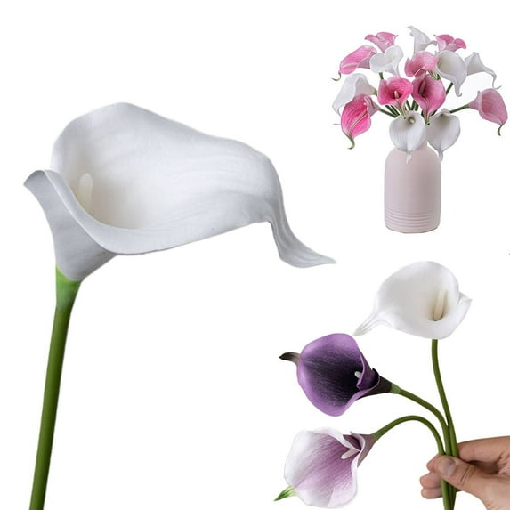 Verdsylv Artificial Calla Lily, 1 Stem Calla Lily Artificial Flower - Realistic Floral Arrangement for Wedding Home Table Centerpiece Party Decor, Wedding Floral Arrangement, White