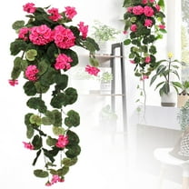 Verdsylv Artificial Hanging Flowers Plants, Artificial Geranium Plant, Realistic Red Blooms on Faux Flower Hanging Stem for Basket Planter, Home Porch Garden Decor, Uv Resistant Plastic Plants, Pink