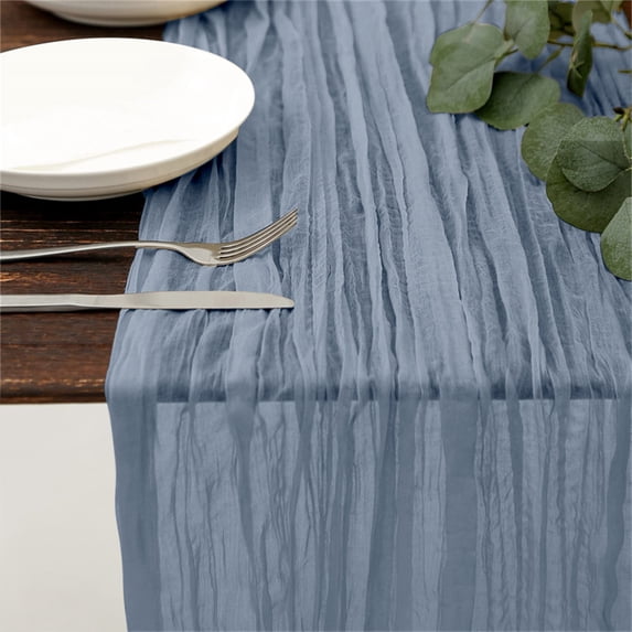 Verdsylv Cheesecloth Table Runner 90X180Cm, Natural Wrinkled Fabric Tablecloth for Wedding, Holiday Dining, Farmhouse Decor & Rustic Birthday Party, Wrinkled Fabric Tablecloth