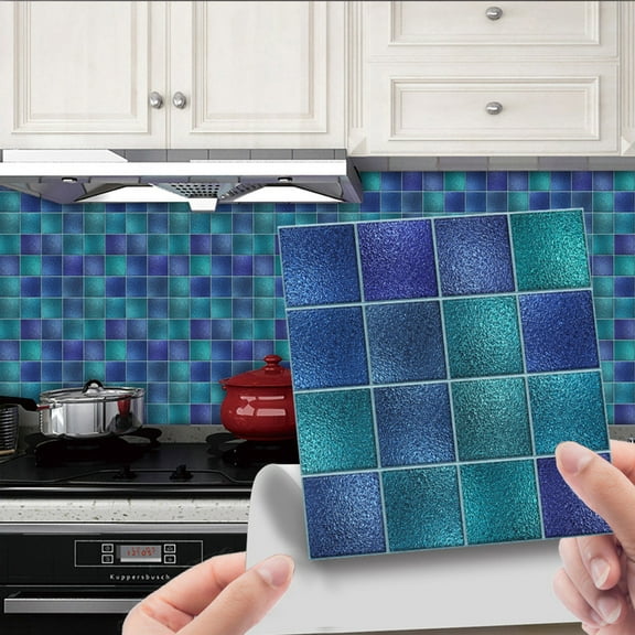 Verdsylv Diy Backsplash Tiles, 10-Pack 3D Peel and Stick Tile Stickers, Self-Adhesive Diamond Lattice Mosaic Backsplash for Kitchen and Bathroom Diy Wall Decor, 3D Wall Sticker Wallpaper, D