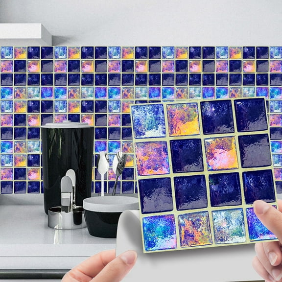 Verdsylv Diy Backsplash Tiles, 10-Pack 3D Peel and Stick Tile Stickers, Self-Adhesive Diamond Lattice Mosaic Backsplash for Kitchen and Bathroom Diy Wall Decor, 3D Wall Sticker Wallpaper, E