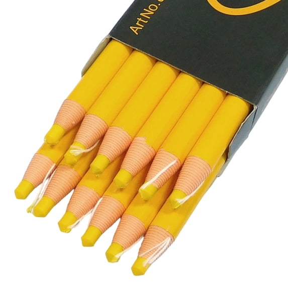 Verdsylv Grease Pencil, 12 Pack Peelable Oil Wax Marking Crayons with Pull String, Industrial China Markers for Wood, Metal, Glass, Plastic, Temporary Marking Wax Sticks