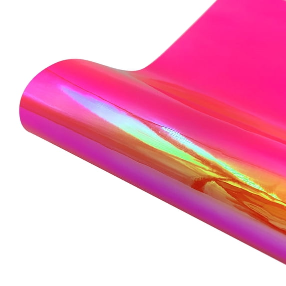 Verdsylv Holographic Rainbow Vinyl Sticker - Self-Adhesive Iridescent Film for Crafts, Cups & Cars - 30X25Cm Easy-To-Cut Decal for Diy Projects - Creates Eye-Catching Color-Shift Effects, Hot Pink