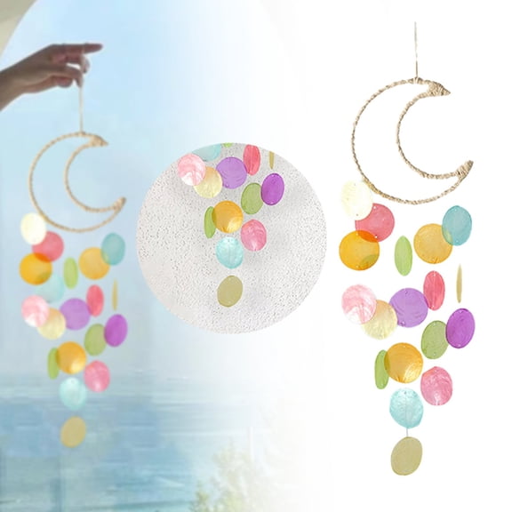 Verdsylv Moon Shell Wind Chime - Handmade Natural Outdoor Wind Chimes - Soothing Melodic Sound & Weather-Resistant - for Garden, Patio, Balcony & Front Porch Decor, Outdoor Hanging Decor