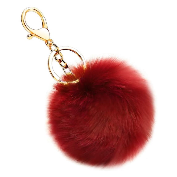 Verdsylv Pompom Keychain, Plush Keychain Pendant - Soft Pompom Car Key Holder with Metal Hook, Stylish Bag Charm for Keys, Purse, Backpack Accessory, Bag Charm Accessory, B