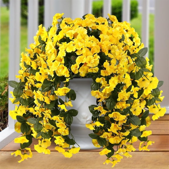 Verdsylv Realistic Artificial Morning Glory Hanging Vine, Trailing Flowers for Outdoor Spring/Summer Decoration, Home, Porch & Patio Decor, Outdoor Spring Hanging Flower, Yellow