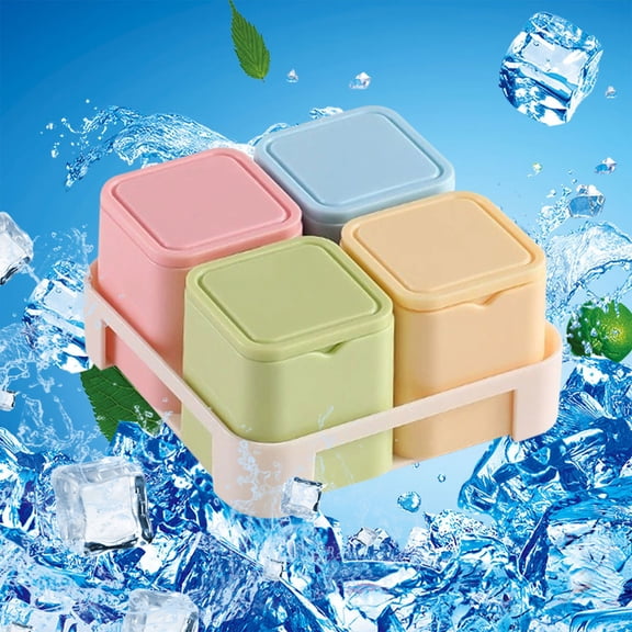 Verdsylv Silicone Ice Tray Set - 4-Cavity Easy Release Ice Mold for Household Freezer - Flexible, Non-Stick & Bpa-Free - for Refrigerators, Freezing & Large Ice Cubes