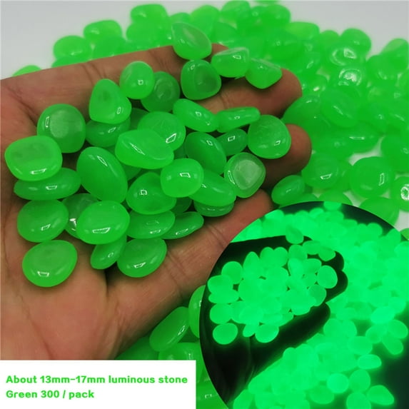 Verdsylv Solar Pathway Markers, Glow in The Dark Pebbles - 300Pc Luminous Stones for Garden Pathway, Aquarium & Landscape Night Lighting, Nighttime Garden Lights, Green