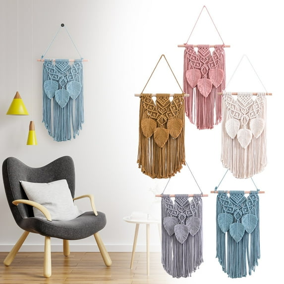 Verdsylv Wall Hanging Tapestry, Wall Hanging with Cotton Rope Tassels, Hand-Woven Tapestry for Living Rooms, Bedrooms, Offices, and Farmhouses, Cotton Rope Decor, Beige