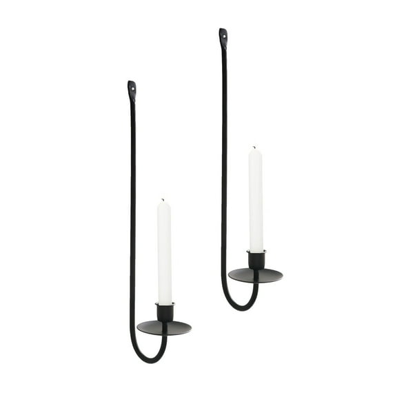 Verdsylv Wall Sconces, 2 Pieces Wall Mount Candle Sconces - 16.5 Inch Modern Metal Hanging Holders for Living Room Farmhouse Fireplace Wedding Decor, Farmhouse Wall Decor, Black