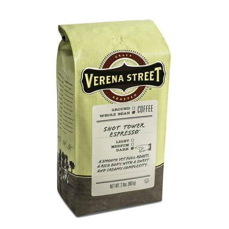 Verena Street Shot Tower Espresso Whole Bean Coffee, Dark Roast, 32 Ounces – Bold, Smoky Arabica Beans for Espresso or Drip Brew