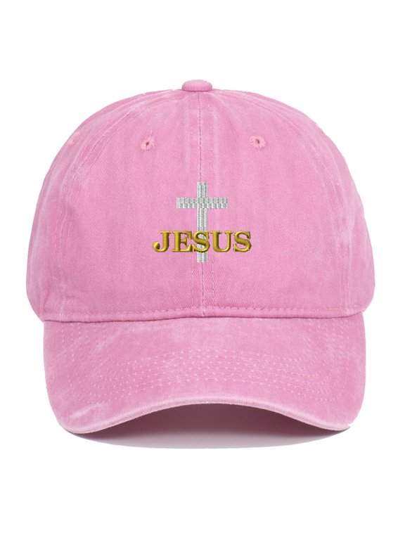 Vintage Baseball Cap with Cross Embroidery in Geometric Pattern Design