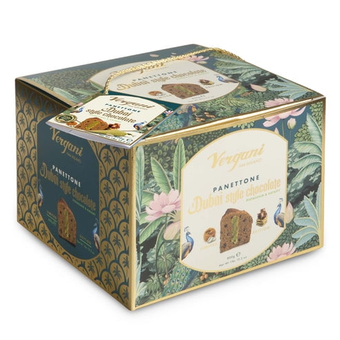 Vergani Panettone Dubai Style Chocolate Pistachio and Kataify, 28.22 oz (800g) – Traditional Italian Holiday Cake, Gourmet Sweet Bread, Pack of 1