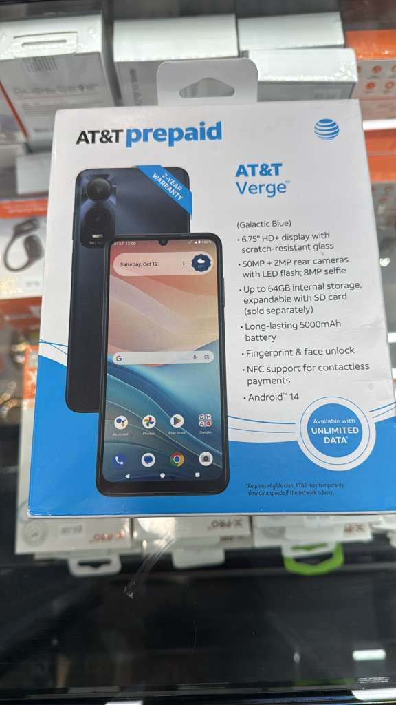 Verge 64gb 4gb ram carrier UNLOCKED 6.75" HD DISPLAY 50MP CAMERA FACE UNLOCK
