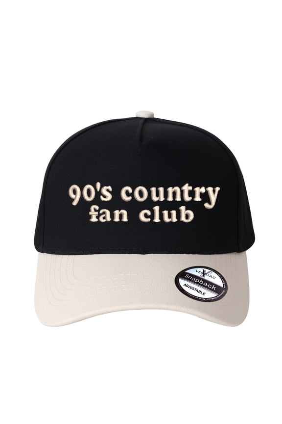 90's Country Fan Club Letter Embroidered Color Block Trucker Hat, Unisex Adjustable Cotton Breathable Fashion Cap for Travel & Daily Wear