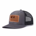 thumbnail image 1 of Vergiac American Flag Deer Letter Leather Patch Trucker Hat, Men Adjustable Breathable Mesh Baseball Cap for Outdoor Travel Daily Outfits, 1 of 6