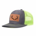 thumbnail image 1 of Vergiac Antler Letter Leather Patch Mesh Trucker Hat, Men Breathable Adjustable Baseball Cap for Travel Outdoor Daily Outfits, 1 of 6