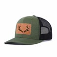 thumbnail image 1 of Vergiac Antler Letter Leather Patch Mesh Trucker Hat, Men Breathable Adjustable Baseball Cap for Travel Outdoor Daily Outfits, 1 of 6