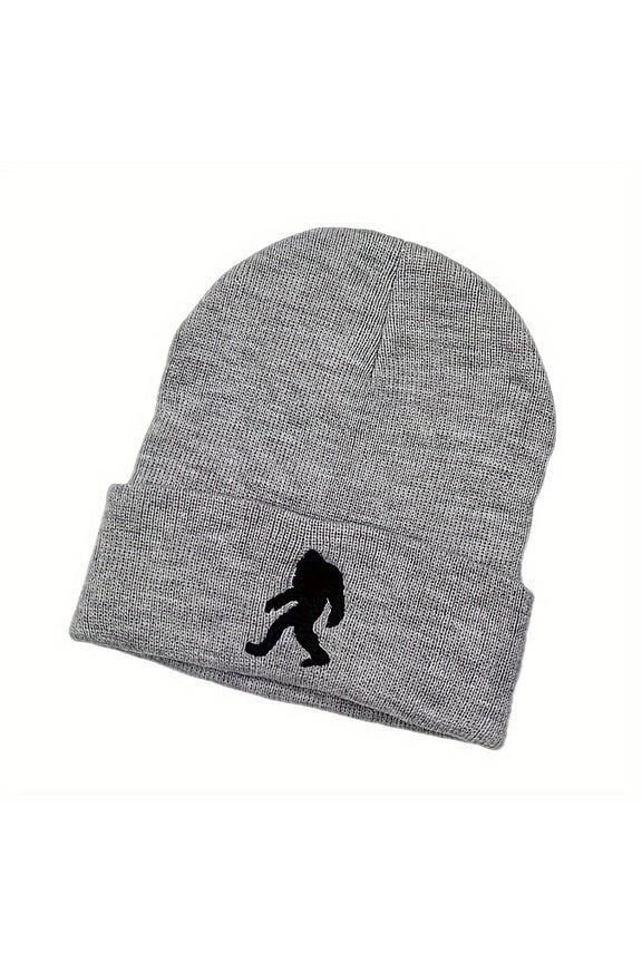 Ape Gorilla Embroidered Knit Beanie, Warm Unisex Pullover Skull Cap, Outdoor Casual Sports Winter Beanie for Autumn & Winter