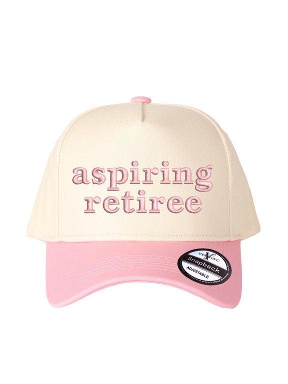 Aspiring Retiree Letter Embroidered Color Block Trucker Hat, Unisex Adjustable Cotton Breathable Fashion Cap for Travel Daily Outdoor Wear