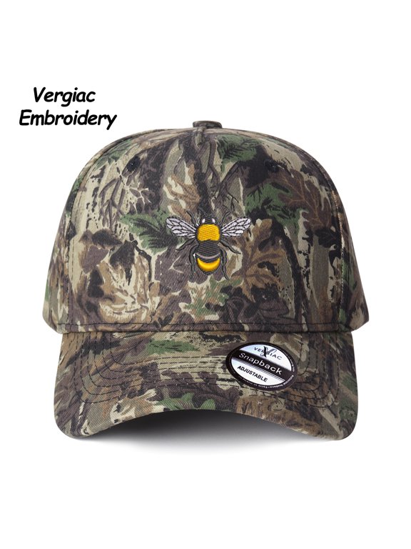 Bumblebee Embroidered Spliced Trucker Hat Adjustable Unisex Cap for Travel Vacation