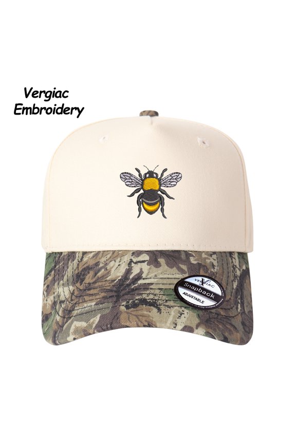 Bumblebee Embroidered Spliced Trucker Hat Adjustable Unisex Cap for Travel Vacation