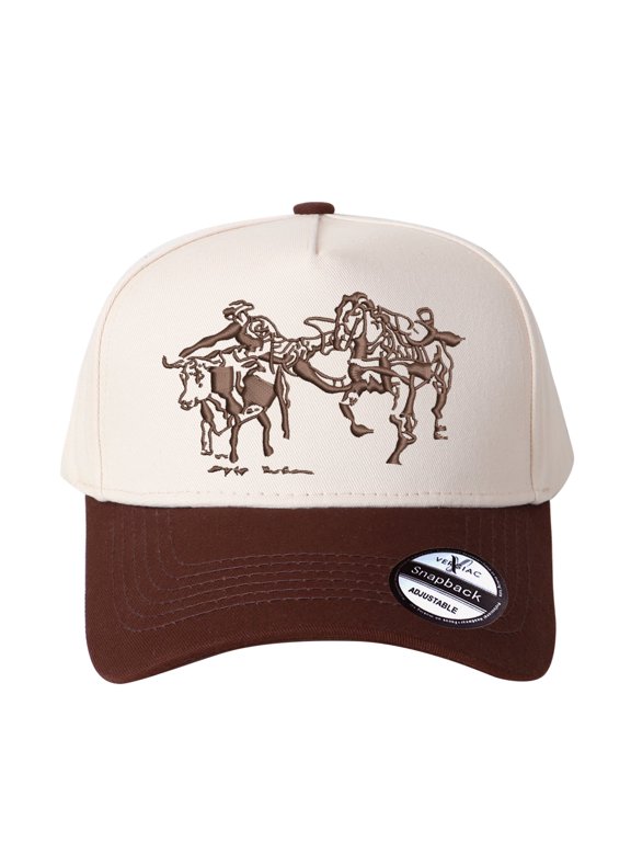 Cowboy Embroidered Color Block Trucker Hat, Unisex Adjustable Cotton Breathable Fashion Cap for Travel Daily Outdoor Wear