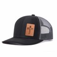thumbnail image 1 of Vergiac Cross Letter Leather Patch Trucker Hat, Men Adjustable Breathable Mesh Baseball Cap for Outdoor Travel Daily Casual Outfits, 1 of 6