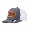 thumbnail image 1 of Vergiac Ethnic Pattern Leather Patch Trucker Hat, Men Adjustable Breathable Mesh Baseball Cap for Outdoor Travel Daily Casual Outfits, 1 of 6