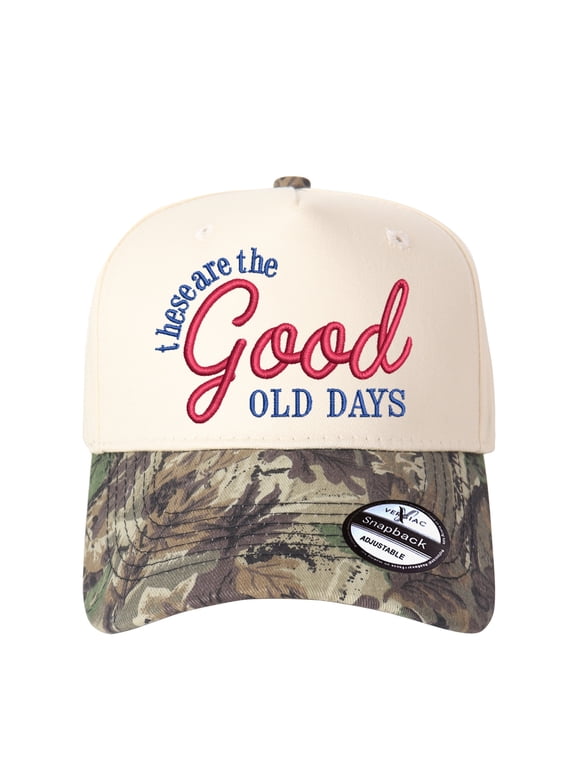 Good Old Days Letter Embroidered Color Block Trucker Hat, Unisex Adjustable Cotton Breathable Fashion Cap for Travel Daily Outdoor Wear