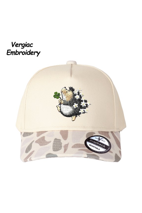 Hedgehog Embroidered Spliced Trucker Hat Adjustable Unisex Cap for Travel Vacation Outdoor Daily Wear
