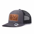 thumbnail image 1 of Vergiac Hunting Season Elk & Gun Leather Patch Mesh Trucker Hat, Men Breathable Adjustable Baseball Cap for Travel Outdoor Daily Outfits, 1 of 6