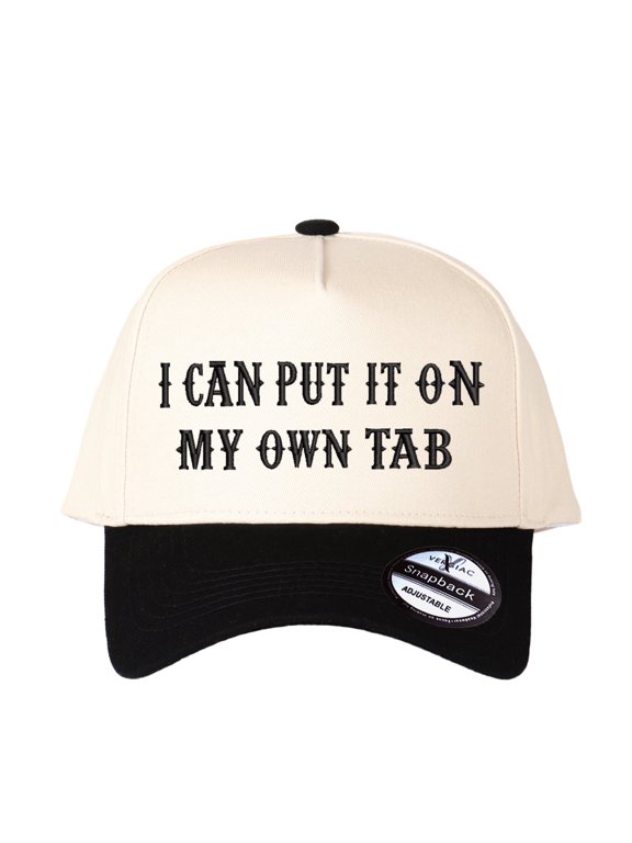 I CAN PUT IT ON MY OWN TAB Letter Embroidered Color Block Trucker Hat, Unisex Adjustable Cotton Breathable Fashion Cap for Travel Daily Outdoor Wear