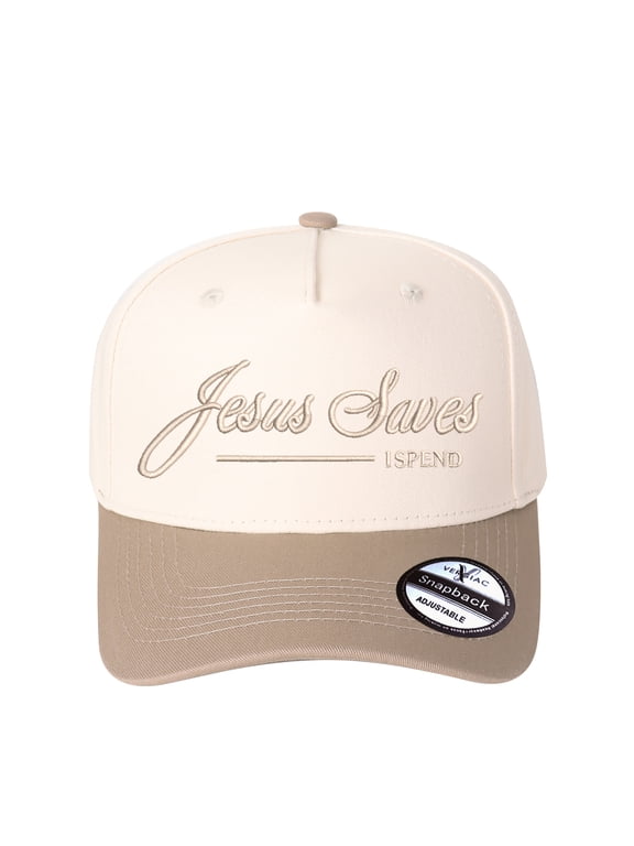 Jesus Save I Spend Letter Embroidered Color Block Trucker Hat, Unisex Adjustable Cotton Breathable Fashion Cap for Travel Daily Outdoor Wear