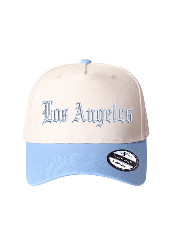 Los Angeles Letter Embroidered Color Block Trucker Hat, Unisex Adjustable Cotton Breathable Fashion Cap for Travel Daily Outdoor Wear